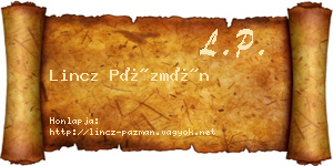 Lincz Pázmán névjegykártya